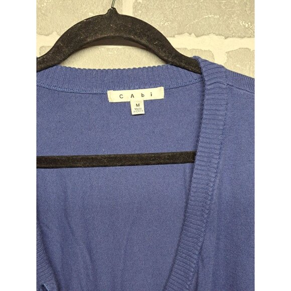 Cabi Womens Blue Knit Crop Cardigan Gold‎ Jeweled Button  Size Medium - Picture 5 of 8